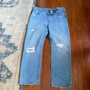 Levi's Light Blue Straight Jeans with Distressed Knees
